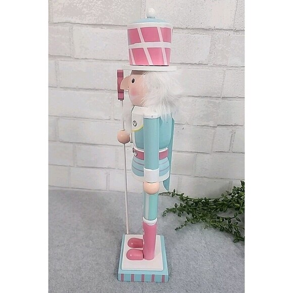 Pink Pastel Nutcracker King Guard Candy Sugarplum 15" Christmas Wooden NEW - Picture 3 of 7